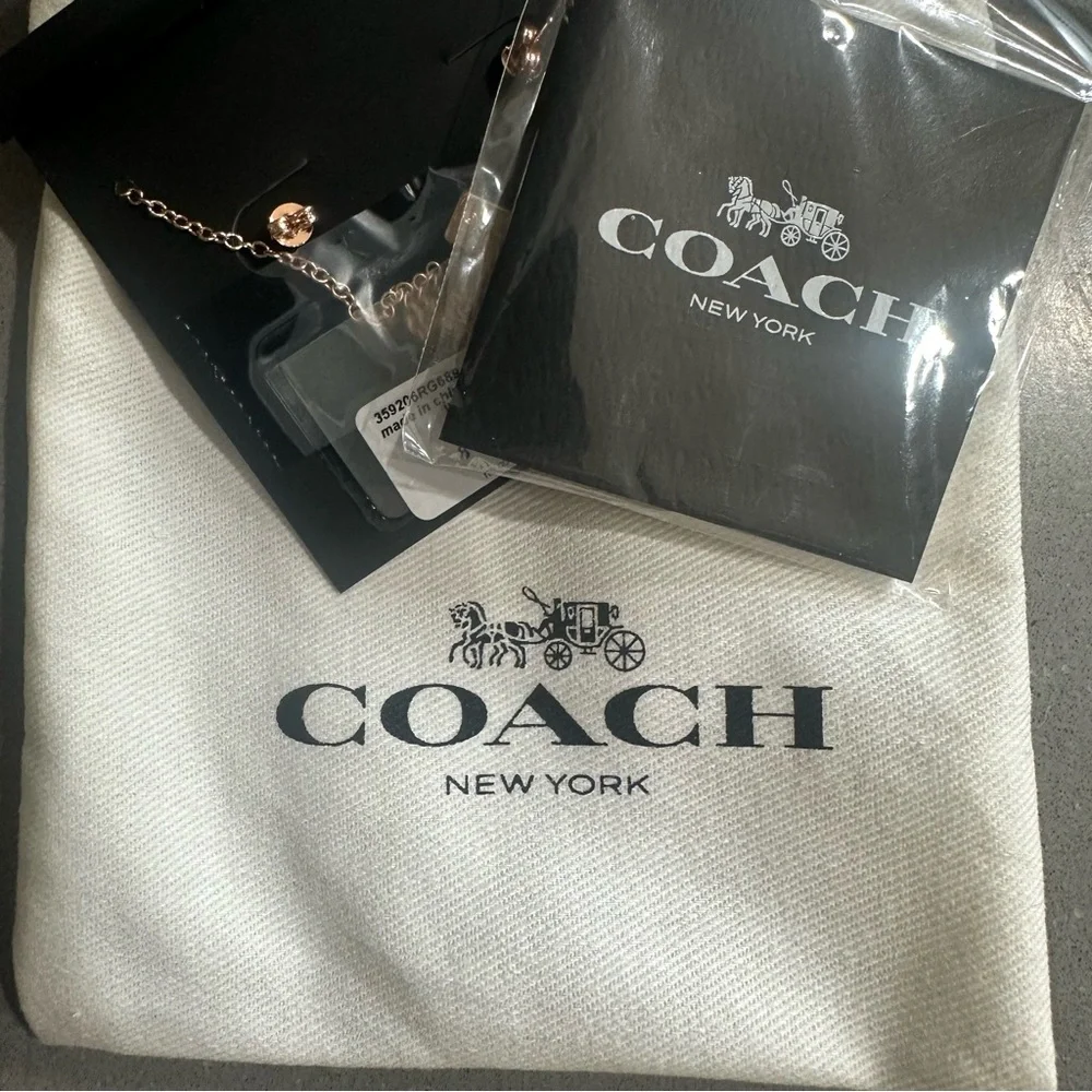 Coach Open Circle Necklace + Tea Rose Stud Set - Picture 8 of 8